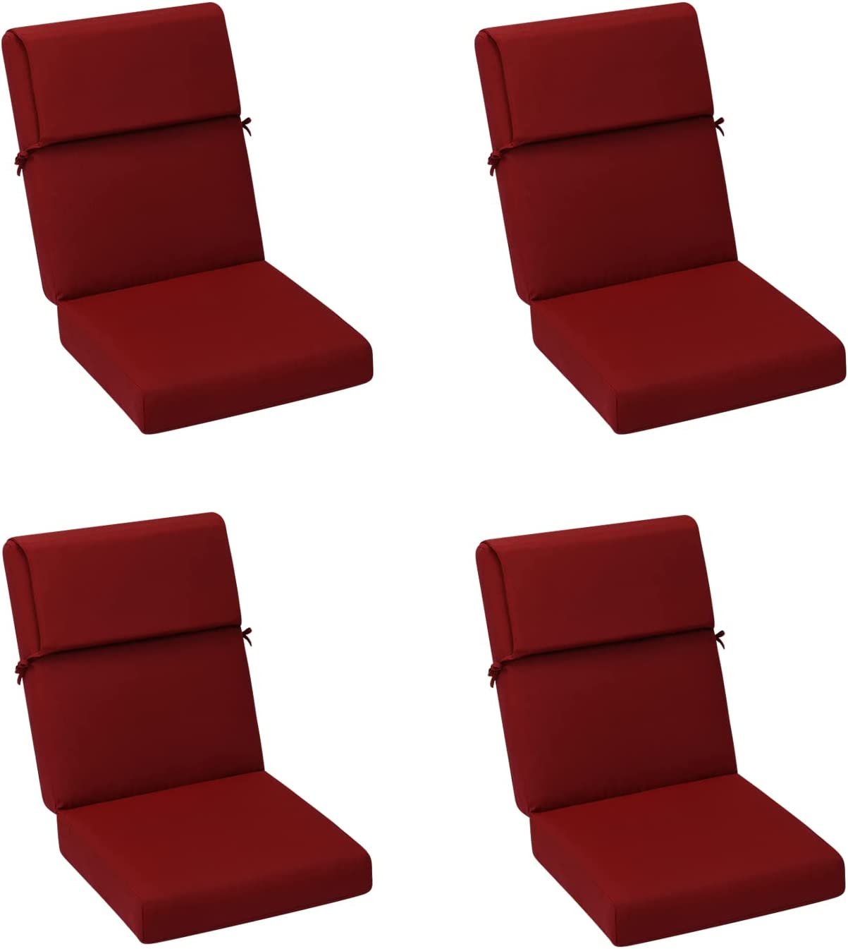 High Back Chair Cushions Set of 4, UV-Protected & Water-Resistant, 46x21x4 Inches CUSHION Aoodor Red  